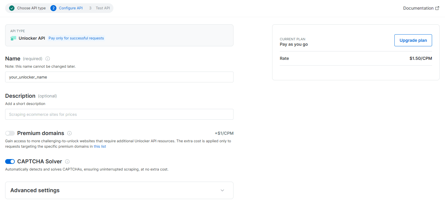Bright Data - Configure Web Unlocker API